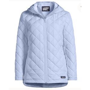 Lands' End Womens L FeatherFree Insulated Quilted Jacket In Soft Periwinkle Blue